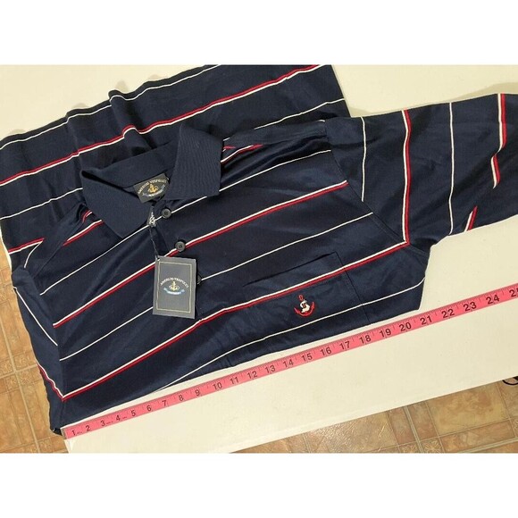 Men’s Large Striped Polo Shirt Nautical Sailing Made in Italy Amerigo Vespucci - Picture 6 of 7